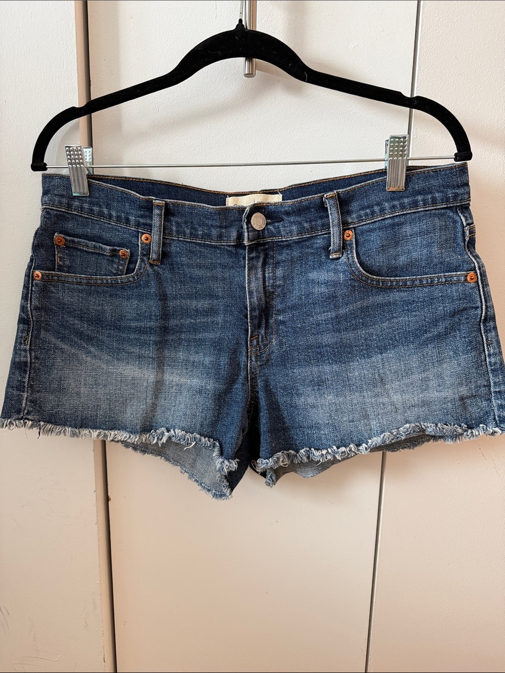 GAP Dark Blue Denim Cutoff Shorts with Frayed Hem
